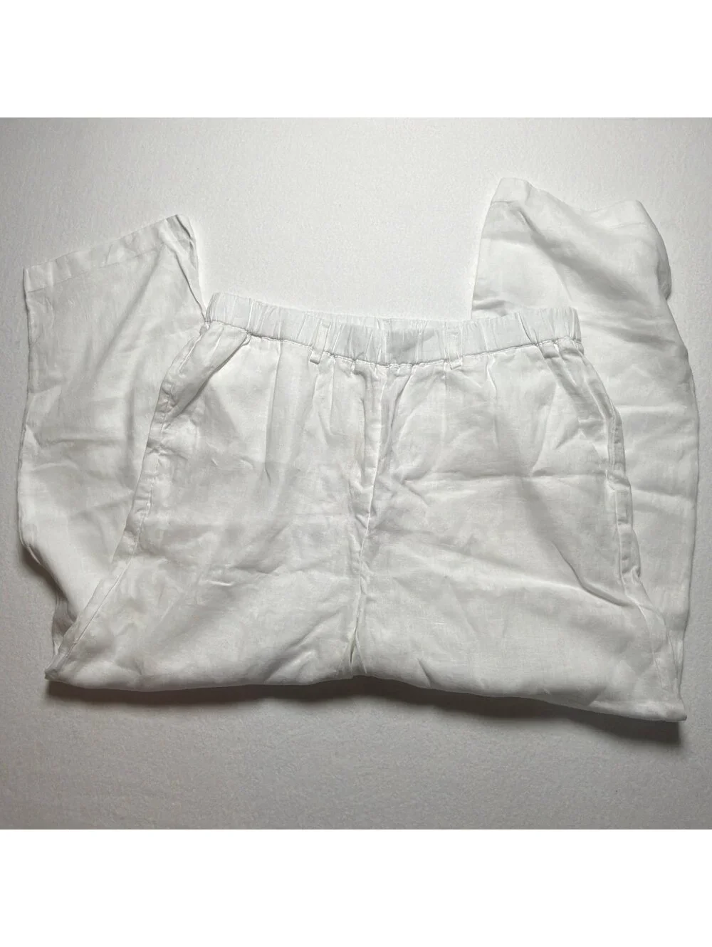 Quince 100% European Linen Tapered Ankle Pants White Size Large NWT